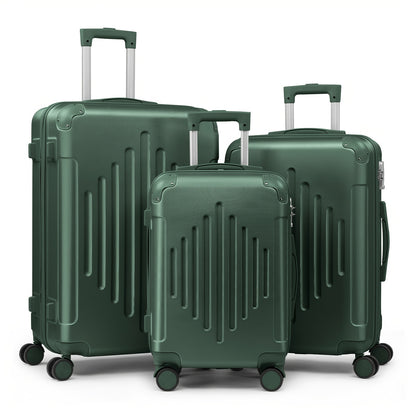 3pcs Lightweight Hard Shell Luggage Set 20/24/28 Inch Corner Protectors TSA Lock 360° Spinner Wheels Travel Suitcase