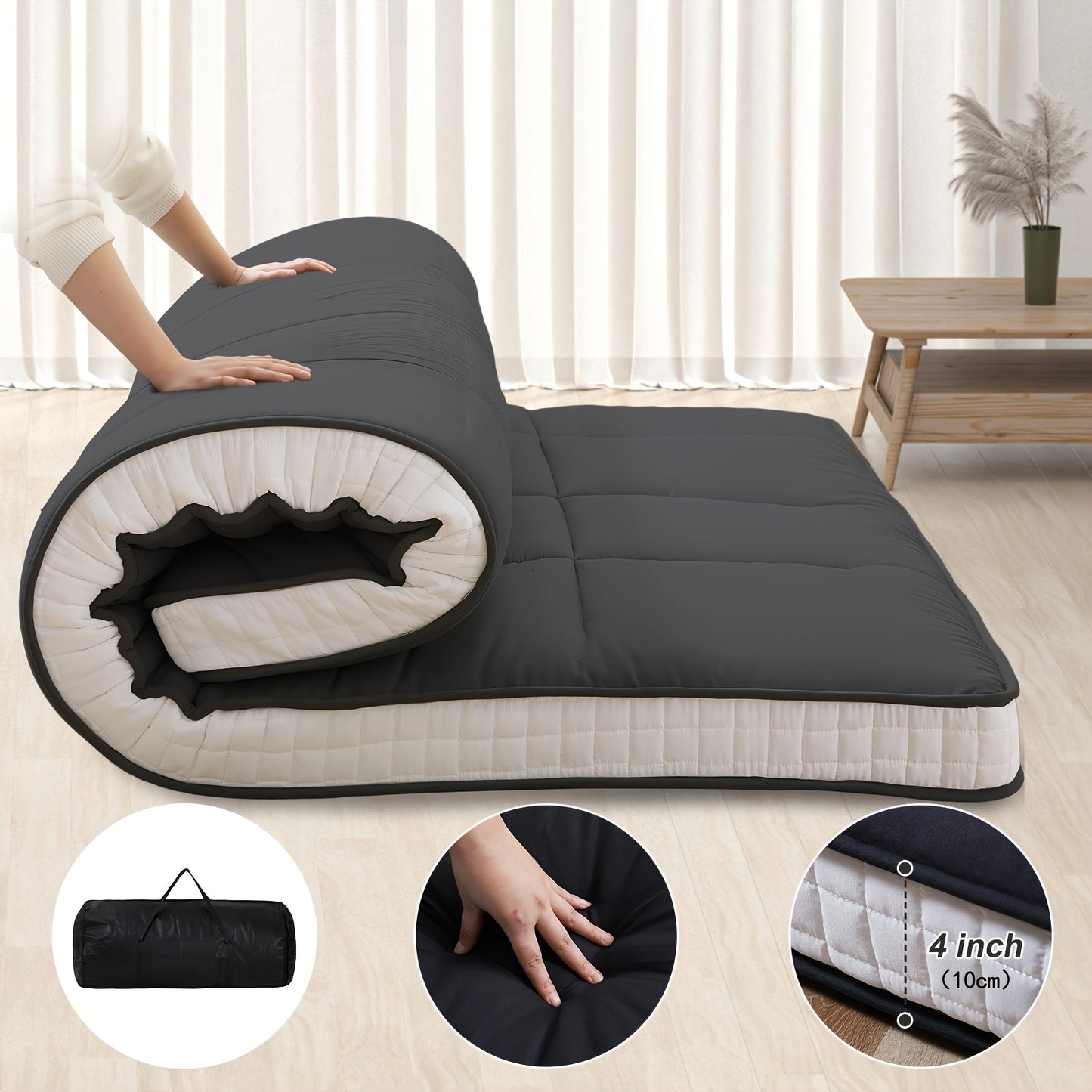 LILYPELLE Twin Size Foldable Memory Foam Mattress, Extra Thick Portable Washable Floor Sleeping Mat for Guest Home Camping Travel