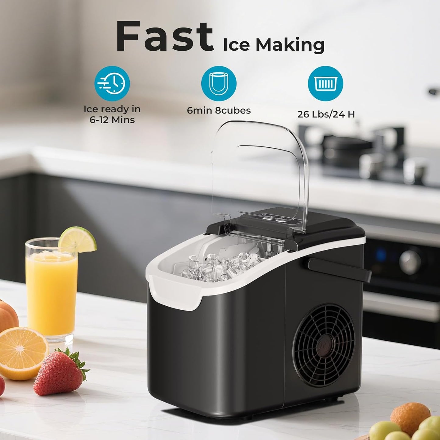 Nugget Ice Maker Countertop - Portable Pebble Ice Machine, Chewable Pellet Ice, 35lbs/24H, Self-Cleaning & One-Click Operation, Stainless Steel Ice Maker for Home, Kitchen, Office & Bar