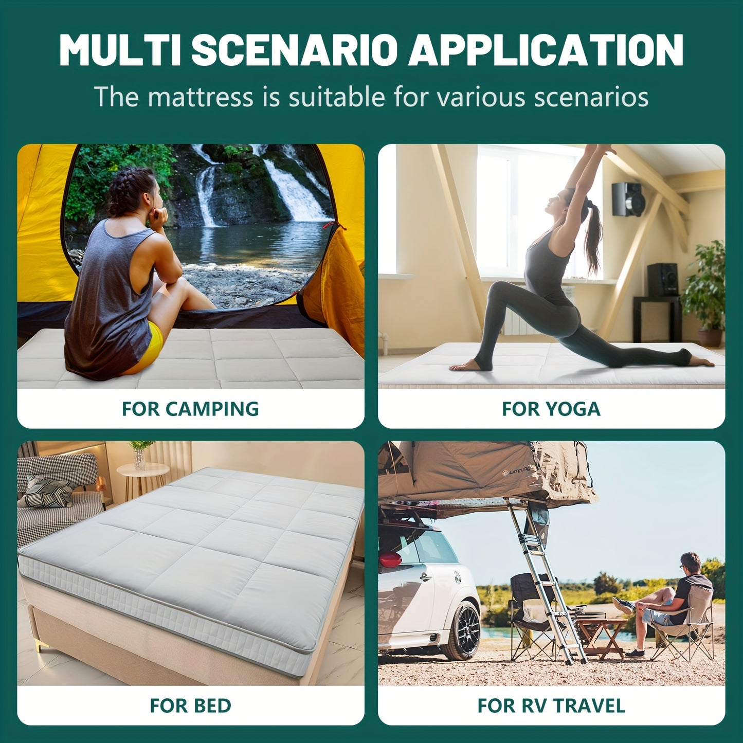 LILYPELLE Twin Size Foldable Memory Foam Mattress, Extra Thick Portable Washable Floor Sleeping Mat for Guest Home Camping Travel