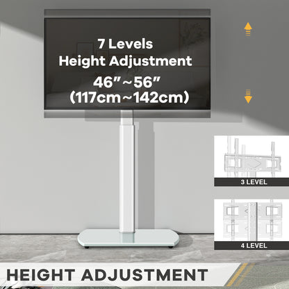 Universal Swivel Floor TV Stand with Mount & Storage Shelf, Height Adjustable Space Saving Corner TV Holder for 32-65" LCD LED Flat Screen Television, Compatible with Apple TV/Roku Ultra, Stable Entertainment Media Stand for Home Bedroom Office Decor