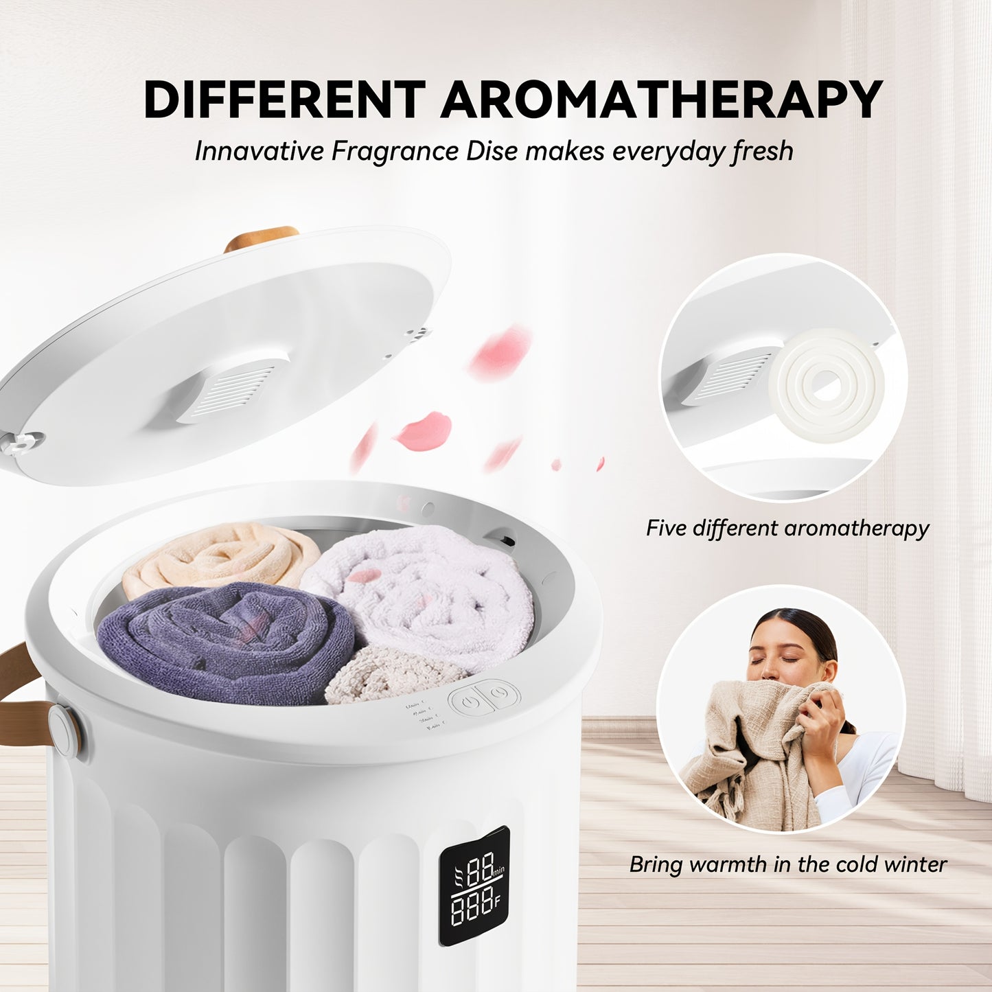 Deluxe Towel Warmer Bucket with 4 Modes & Self-Closing Lid, Plug-in Instant Hot Water Towel Heater, Plug-and-Play Portable Towel Bucket Warmer for Home Bathroom Spa Commercial Use, Ideal Festival Gift