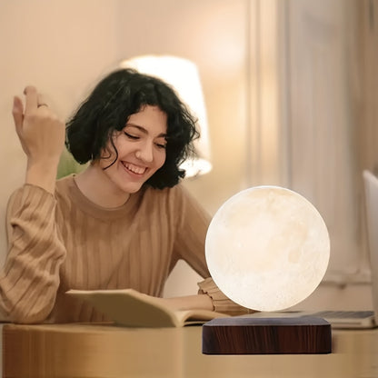 Levitating Moon Lamp, Magnetic Floating Spinning Luna Night Light with 3 Color Modes, Home Office Desk Decor & Bedroom Unique Lamp, Cool Tech Gadget Gift