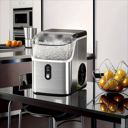Nugget Ice Maker Countertop - Portable Pebble Ice Machine, Chewable Pellet Ice, 35lbs/24H, Self-Cleaning & One-Click Operation, Stainless Steel Ice Maker for Home, Kitchen, Office & Bar