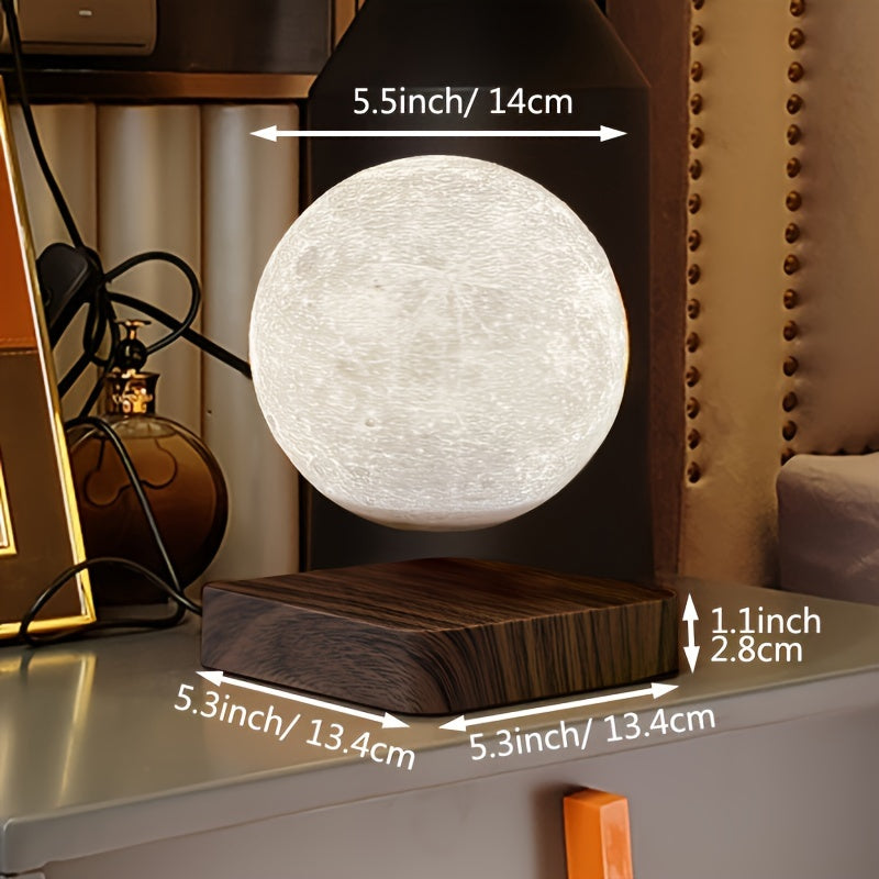 Levitating Moon Lamp, Magnetic Floating Spinning Luna Night Light with 3 Color Modes, Home Office Desk Decor & Bedroom Unique Lamp, Cool Tech Gadget Gift