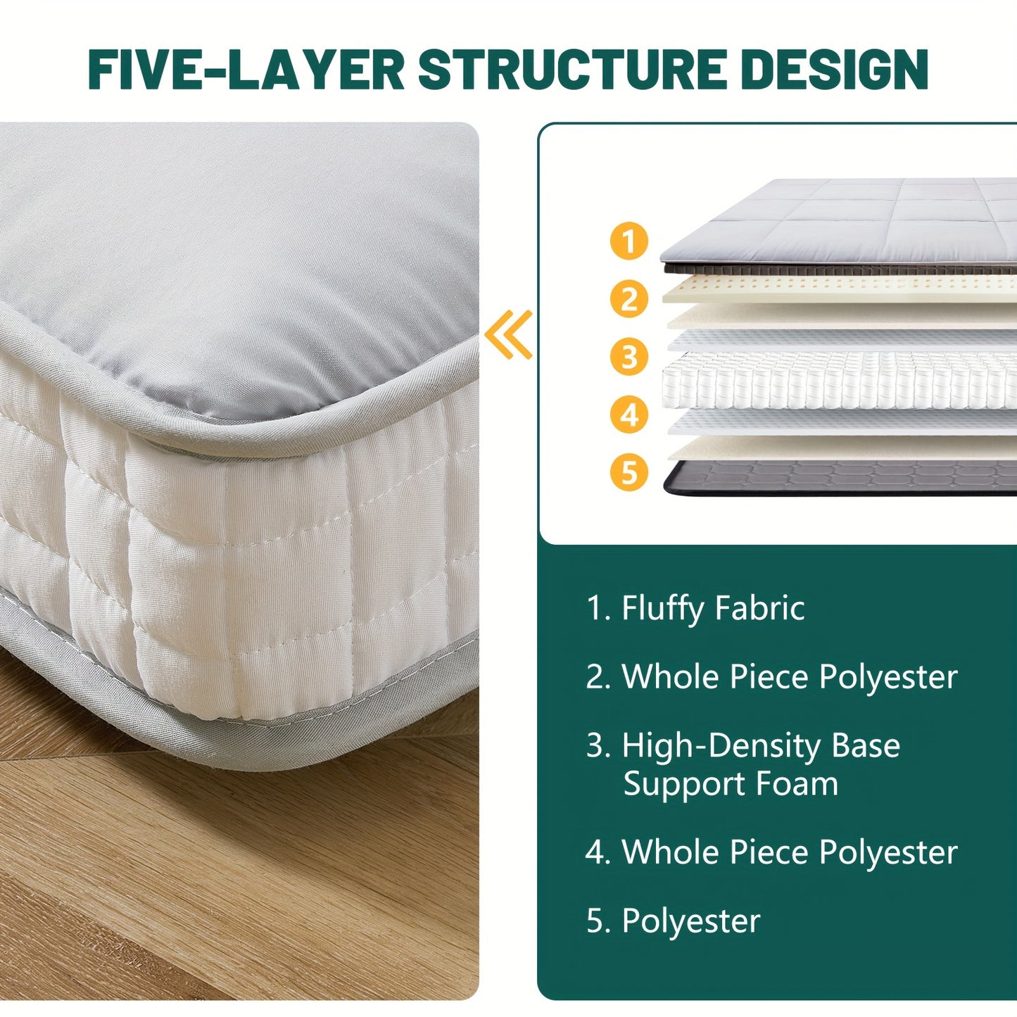 LILYPELLE Twin Size Foldable Memory Foam Mattress, Extra Thick Portable Washable Floor Sleeping Mat for Guest Home Camping Travel