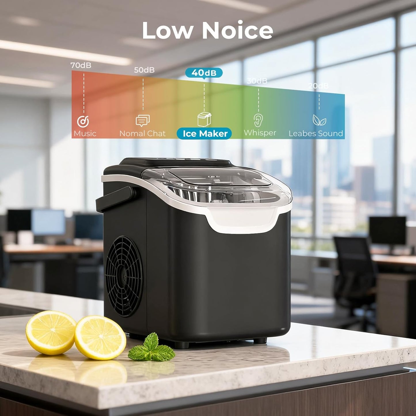 Nugget Ice Maker Countertop - Portable Pebble Ice Machine, Chewable Pellet Ice, 35lbs/24H, Self-Cleaning & One-Click Operation, Stainless Steel Ice Maker for Home, Kitchen, Office & Bar