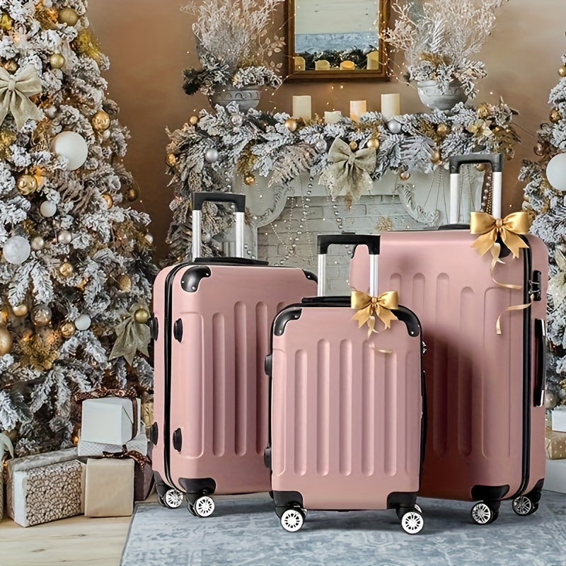 3pcs Lightweight Hard Shell Luggage Set 20/24/28 Inch Corner Protectors TSA Lock 360° Spinner Wheels Travel Suitcase