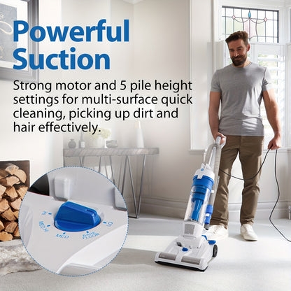 Bagless Upright Vacuum Powerful Suction Portable Floor Cleaner for Pet Hair Carpet Hard Floors