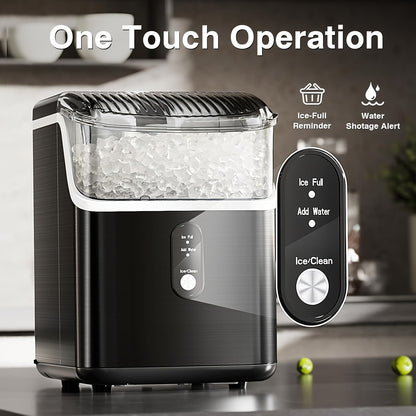 Nugget Ice Maker Countertop - Portable Pebble Ice Machine, Chewable Pellet Ice, 35lbs/24H, Self-Cleaning & One-Click Operation, Stainless Steel Ice Maker for Home, Kitchen, Office & Bar