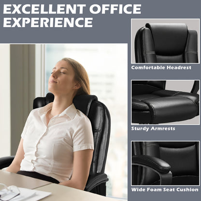 400LBS Big & Tall Executive Office Chair, High Back Ergonomic Faux Leather Desk Chair, Adjustable Heavy Duty Computer Chair with Comfort Cushion & Lumbar Support, Home Managerial Gaming Seating