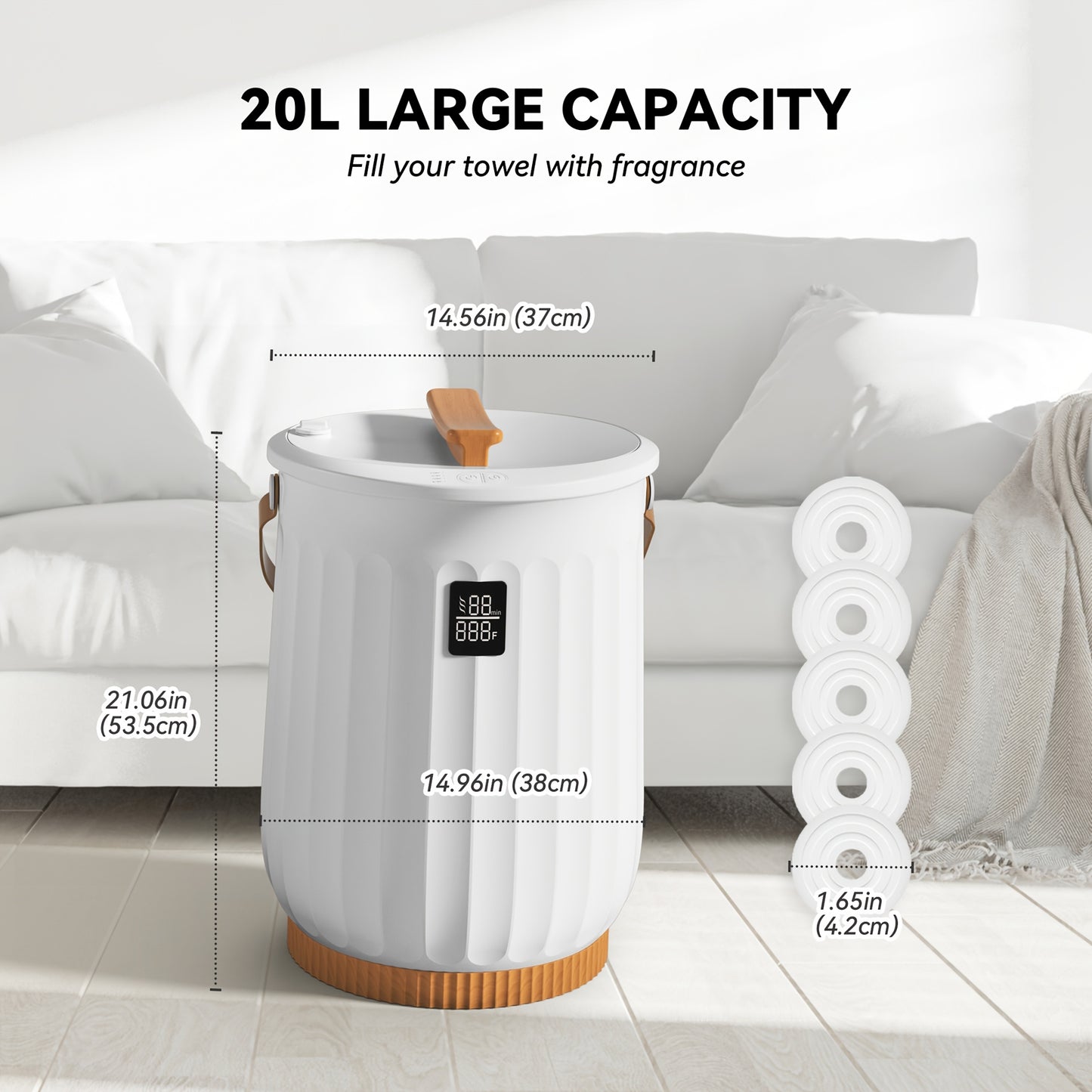 Deluxe Towel Warmer Bucket with 4 Modes & Self-Closing Lid, Plug-in Instant Hot Water Towel Heater, Plug-and-Play Portable Towel Bucket Warmer for Home Bathroom Spa Commercial Use, Ideal Festival Gift