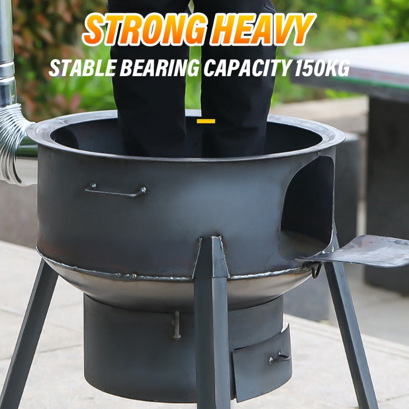 Multifunctional Portable Detachable Wood Burning Stove for Outdoor Camping, Hiking, Cooking & Heating with Round Grill Net