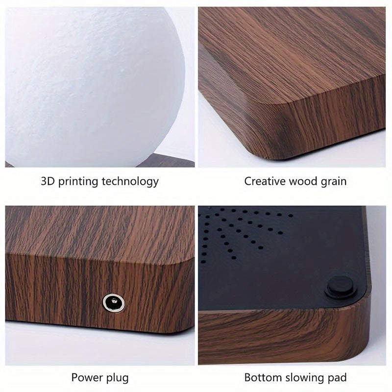 Levitating Moon Lamp, Magnetic Floating Spinning Luna Night Light with 3 Color Modes, Home Office Desk Decor & Bedroom Unique Lamp, Cool Tech Gadget Gift