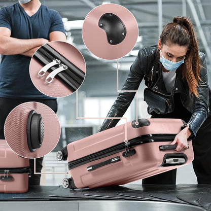 3pcs Lightweight Hard Shell Luggage Set 20/24/28 Inch Corner Protectors TSA Lock 360° Spinner Wheels Travel Suitcase