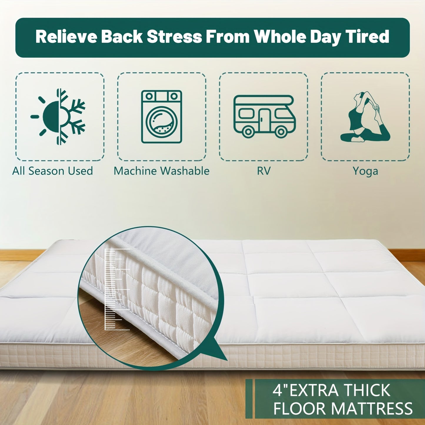 LILYPELLE Twin Size Foldable Memory Foam Mattress, Extra Thick Portable Washable Floor Sleeping Mat for Guest Home Camping Travel