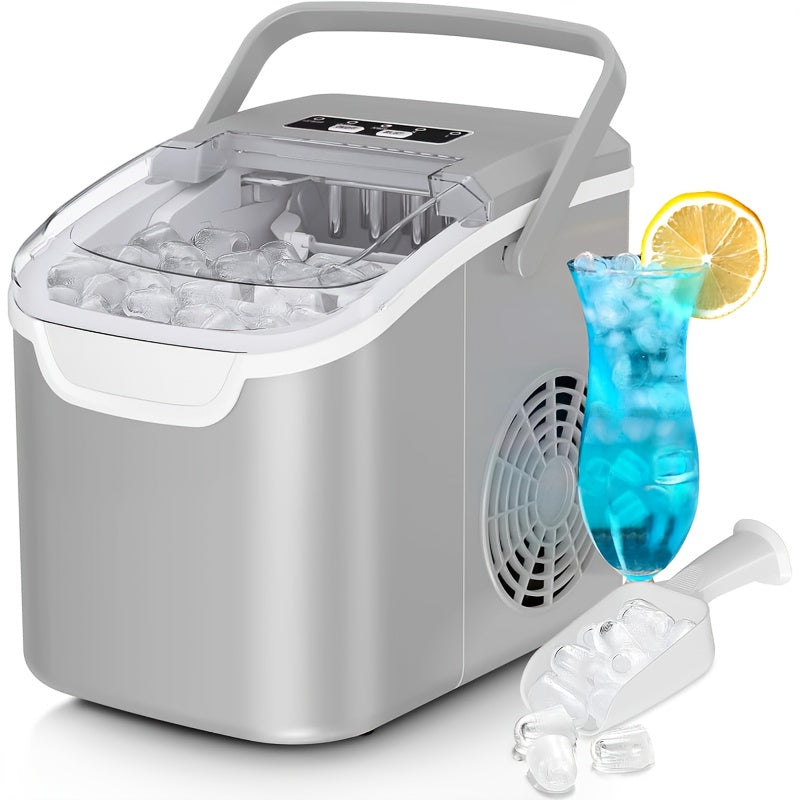 Nugget Ice Maker Countertop - Portable Pebble Ice Machine, Chewable Pellet Ice, 35lbs/24H, Self-Cleaning & One-Click Operation, Stainless Steel Ice Maker for Home, Kitchen, Office & Bar