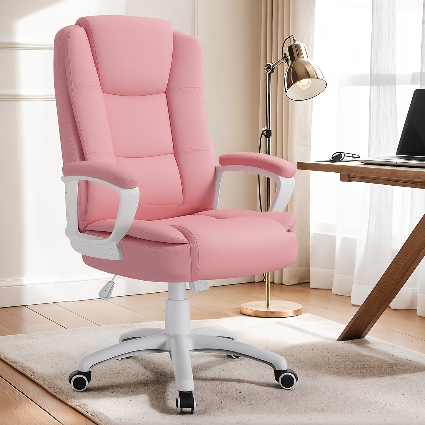 400LBS Big & Tall Executive Office Chair, High Back Ergonomic Faux Leather Desk Chair, Adjustable Heavy Duty Computer Chair with Comfort Cushion & Lumbar Support, Home Managerial Gaming Seating