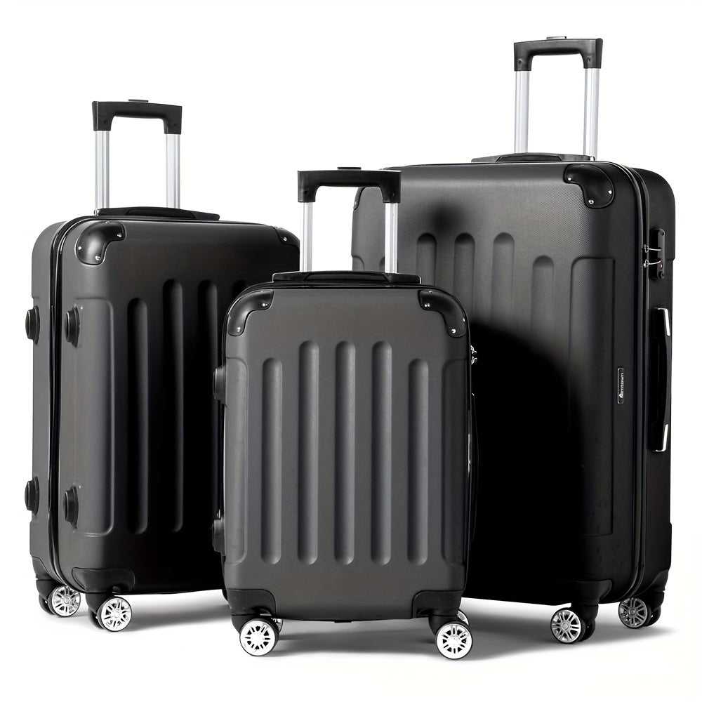 3pcs Lightweight Hard Shell Luggage Set 20/24/28 Inch Corner Protectors TSA Lock 360° Spinner Wheels Travel Suitcase