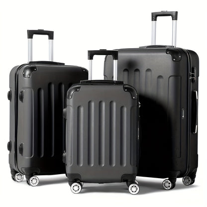3pcs Lightweight Hard Shell Luggage Set 20/24/28 Inch Corner Protectors TSA Lock 360° Spinner Wheels Travel Suitcase