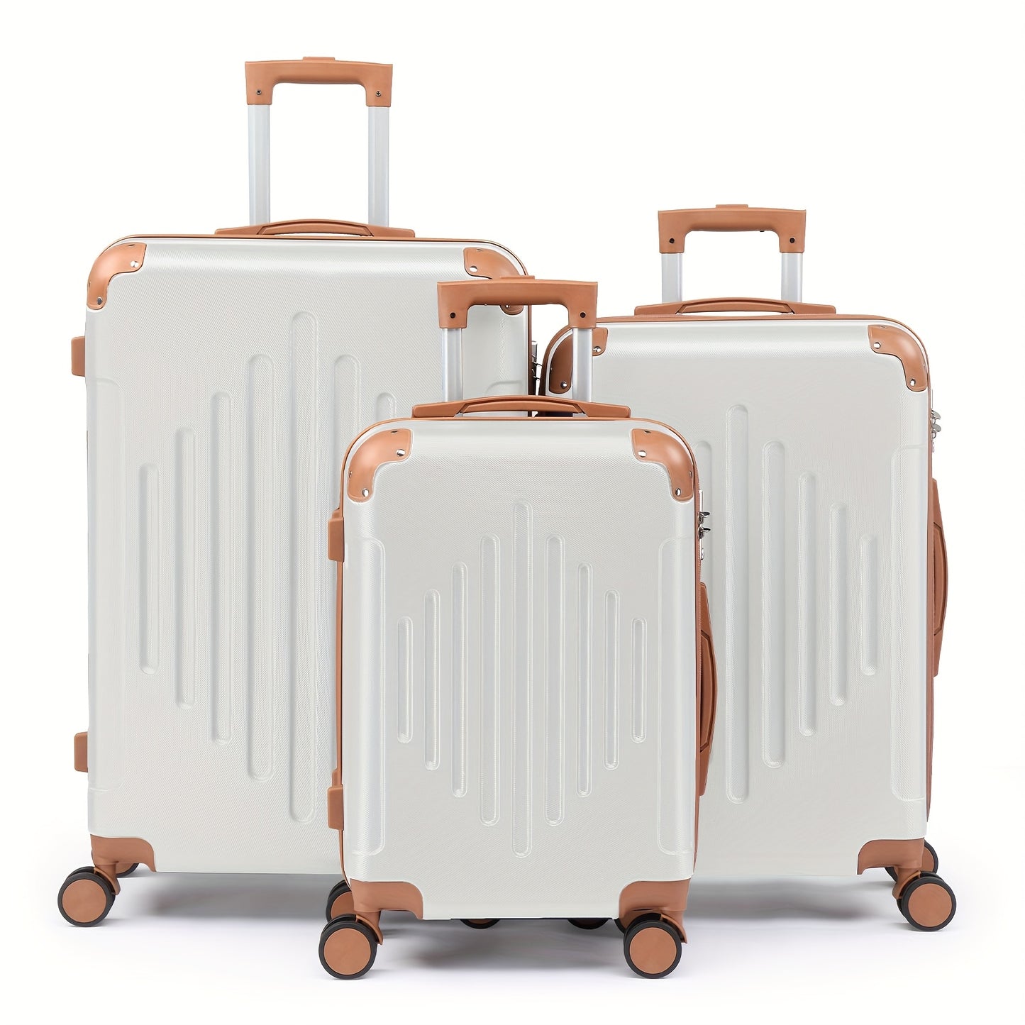 3pcs Lightweight Hard Shell Luggage Set 20/24/28 Inch Corner Protectors TSA Lock 360° Spinner Wheels Travel Suitcase