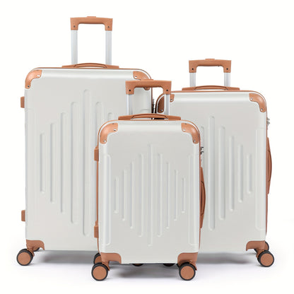 3pcs Lightweight Hard Shell Luggage Set 20/24/28 Inch Corner Protectors TSA Lock 360° Spinner Wheels Travel Suitcase