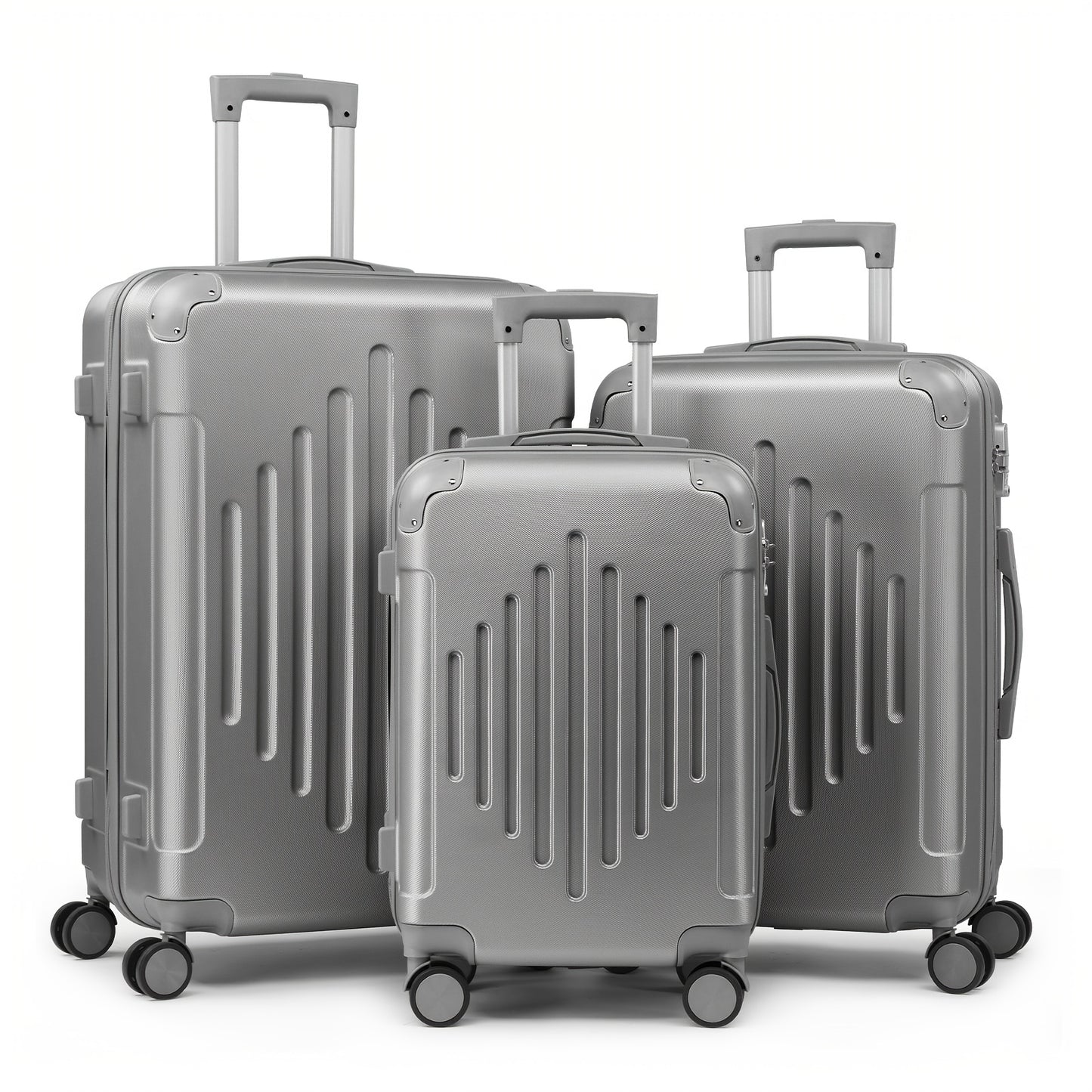 3pcs Lightweight Hard Shell Luggage Set 20/24/28 Inch Corner Protectors TSA Lock 360° Spinner Wheels Travel Suitcase