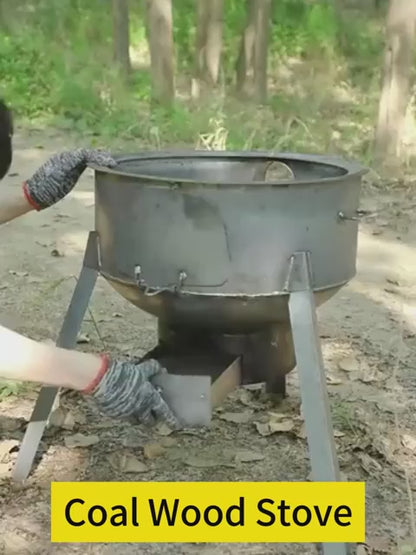 Multifunctional Portable Detachable Wood Burning Stove for Outdoor Camping, Hiking, Cooking & Heating with Round Grill Net