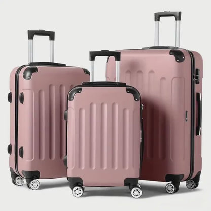 3pcs Lightweight Hard Shell Luggage Set 20/24/28 Inch Corner Protectors TSA Lock 360° Spinner Wheels Travel Suitcase